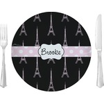 Black Eiffel Tower 10" Glass Lunch / Dinner Plates - Single or Set (Personalized)