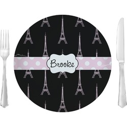 Black Eiffel Tower 10" Glass Lunch / Dinner Plates - Single or Set (Personalized)
