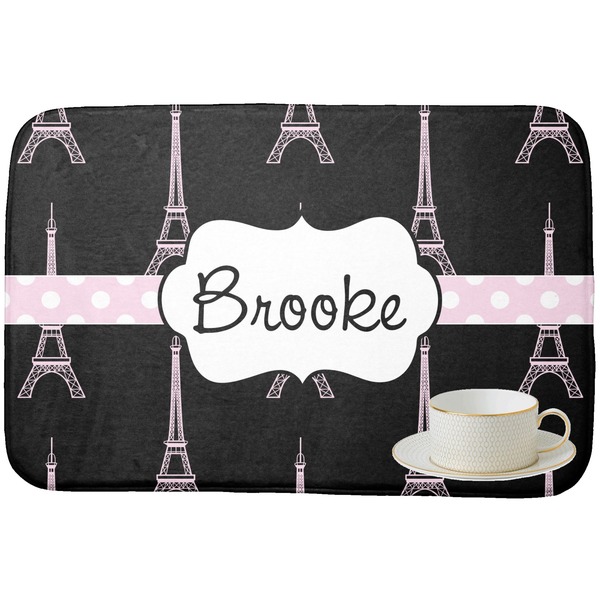 Black Eiffel Tower Dish Drying Mat