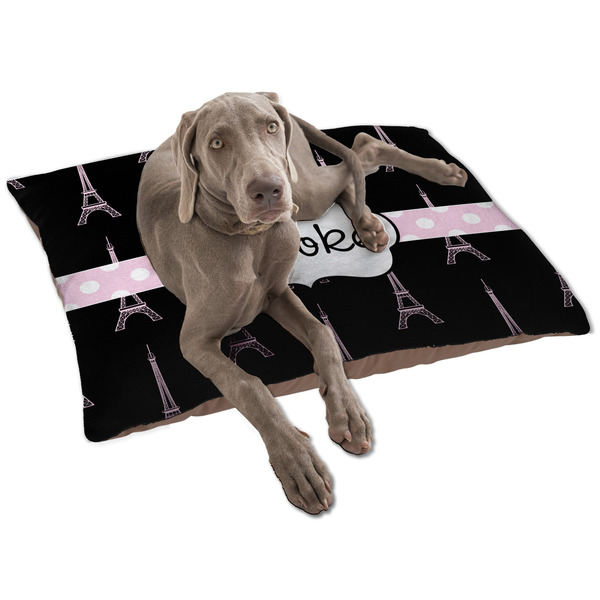 Custom Black Eiffel Tower Dog Bed - Large w/ Name or Text