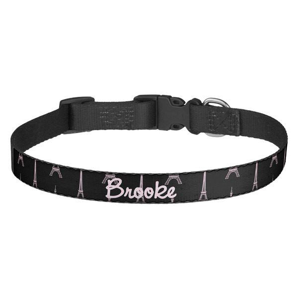 Custom Black Eiffel Tower Dog Collar - Medium (Personalized)