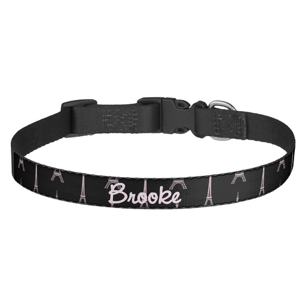 Custom Black Eiffel Tower Dog Collar (Personalized)