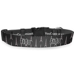 Black Eiffel Tower Deluxe Dog Collar - Extra Large (16" to 27") (Personalized)