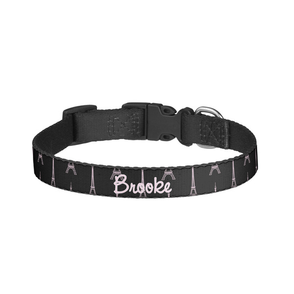 Custom Black Eiffel Tower Dog Collar - Small (Personalized)