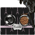Black Eiffel Tower Dog Food Mat - Large w/ Name or Text