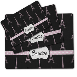 Black Eiffel Tower Dog Food Mat w/ Name or Text