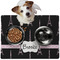 Black Eiffel Tower Dog Food Mat - Medium LIFESTYLE