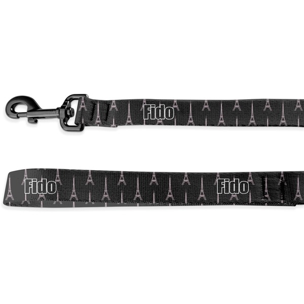 Custom Black Eiffel Tower Dog Leash - 6 ft (Personalized)