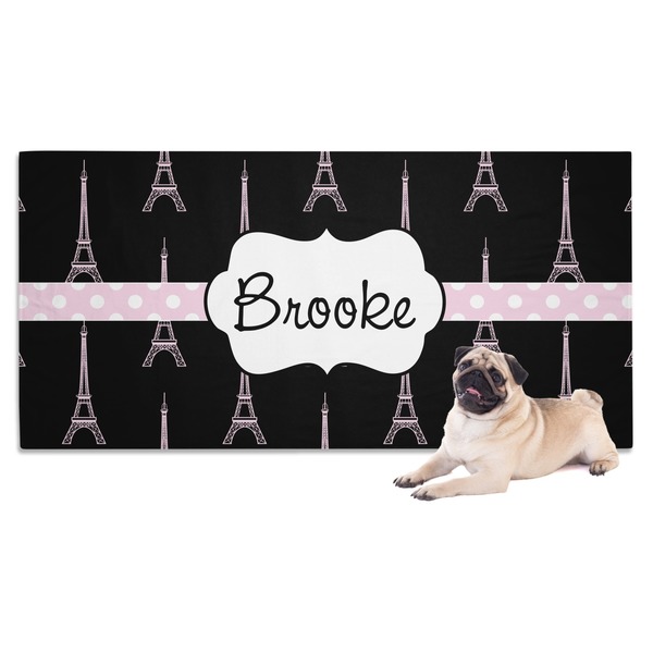 Custom Black Eiffel Tower Dog Towel (Personalized)
