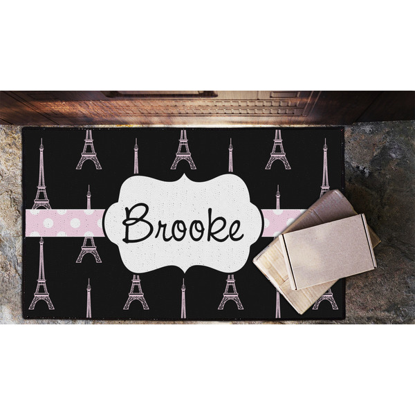Black Eiffel Tower Door Mat - LIFESTYLE (Lrg)