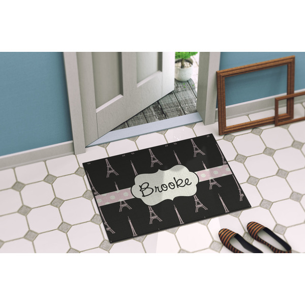 Black Eiffel Tower Door Mat Lifestyle
