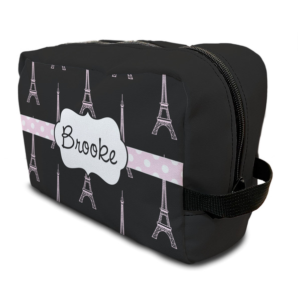 Custom Black Eiffel Tower Toiletry Bag / Dopp Kit (Personalized)