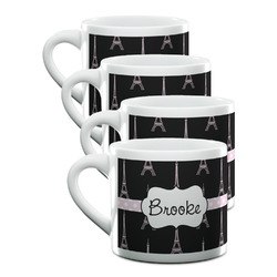 Black Eiffel Tower Double Shot Espresso Cups - Set of 4 (Personalized)