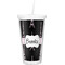 Black Eiffel Tower Double Wall Tumbler with Straw (Personalized)
