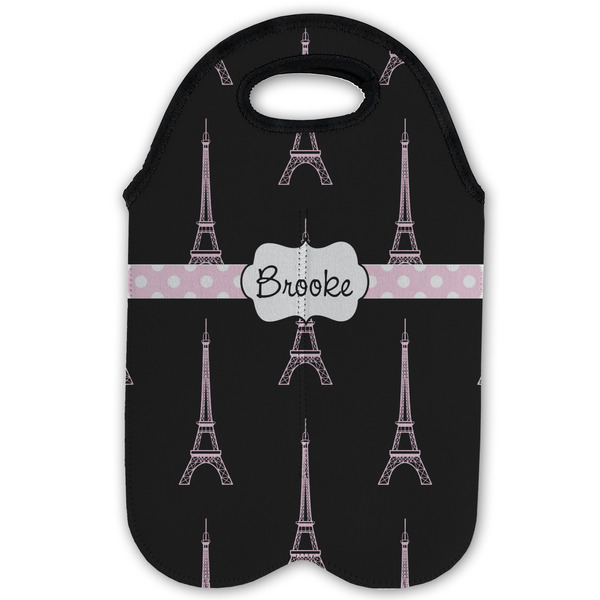 Black Eiffel Tower Double Wine Tote - Flat (new)