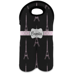 Black Eiffel Tower Wine Tote Bag (2 Bottles) (Personalized)
