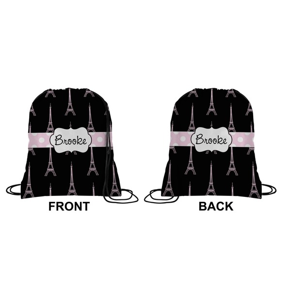 Black Eiffel Tower Drawstring Backpack