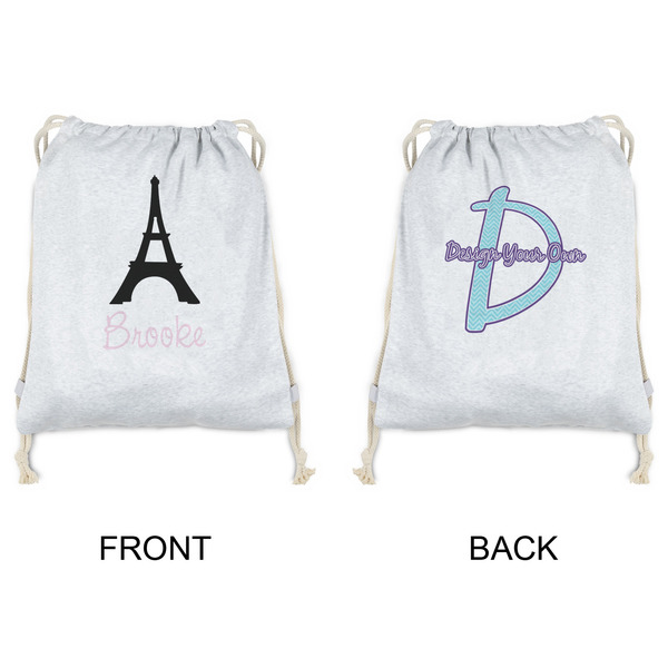 Black Eiffel Tower Drawstring Backpacks - Sweatshirt Fleece - Double Sided - APPROVAL
