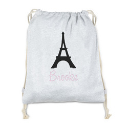 Black Eiffel Tower Drawstring Backpack - Sweatshirt Fleece - Double Sided (Personalized)