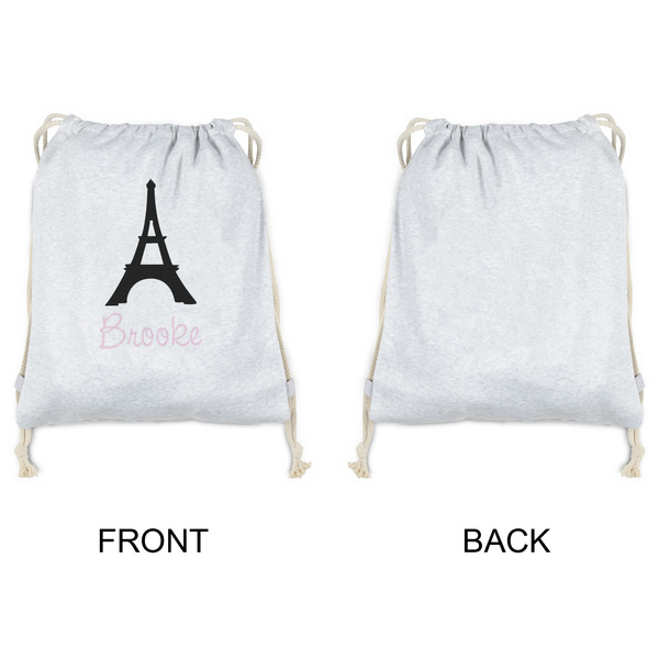 Black Eiffel Tower Drawstring Backpacks - Sweatshirt Fleece - Single Sided - APPROVAL