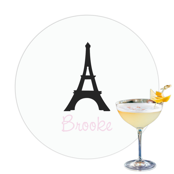 Custom Black Eiffel Tower Printed Drink Topper (Personalized)