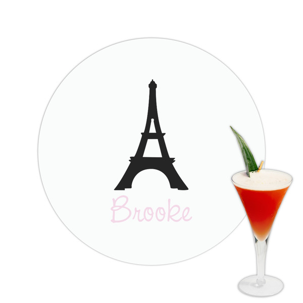 Custom Black Eiffel Tower Printed Drink Topper -  2.5" (Personalized)