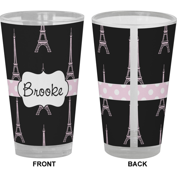 Black Eiffel Tower Pint Glass - Full Color - Front & Back Views