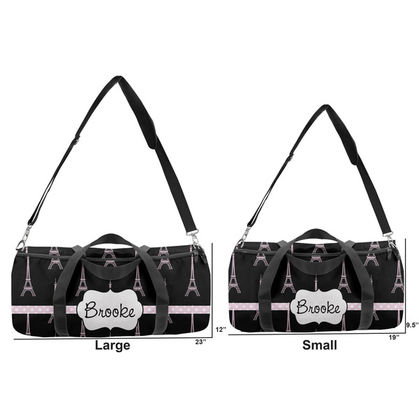 Black Eiffel Tower Duffle Bag Small and Large