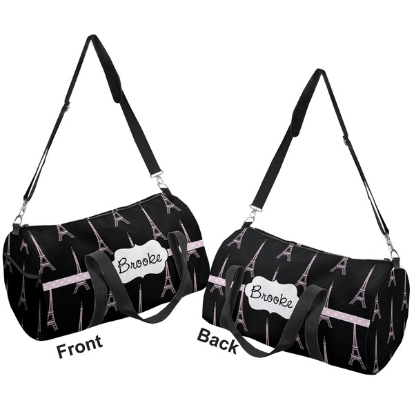 Black Eiffel Tower Duffle bag small front and back sides