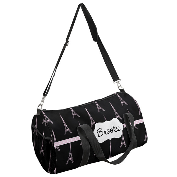 Custom Black Eiffel Tower Duffel Bag - Large (Personalized)