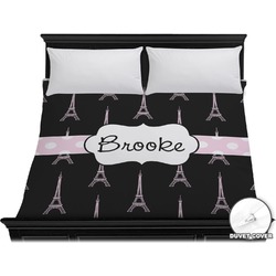 Black Eiffel Tower Duvet Cover - King (Personalized)