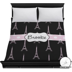 Black Eiffel Tower Duvet Cover - Full / Queen (Personalized)