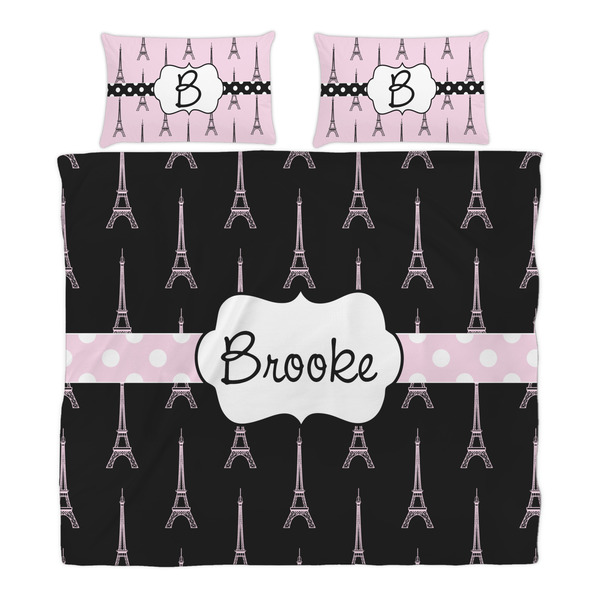 Black Eiffel Tower Duvet Cover Set - King - Alt Approval