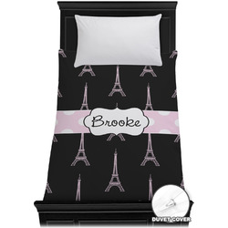 Black Eiffel Tower Duvet Cover - Twin XL (Personalized)