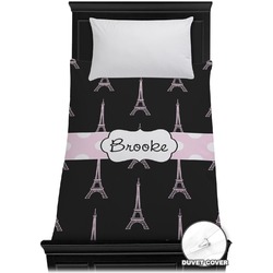 Black Eiffel Tower Duvet Cover - Twin (Personalized)