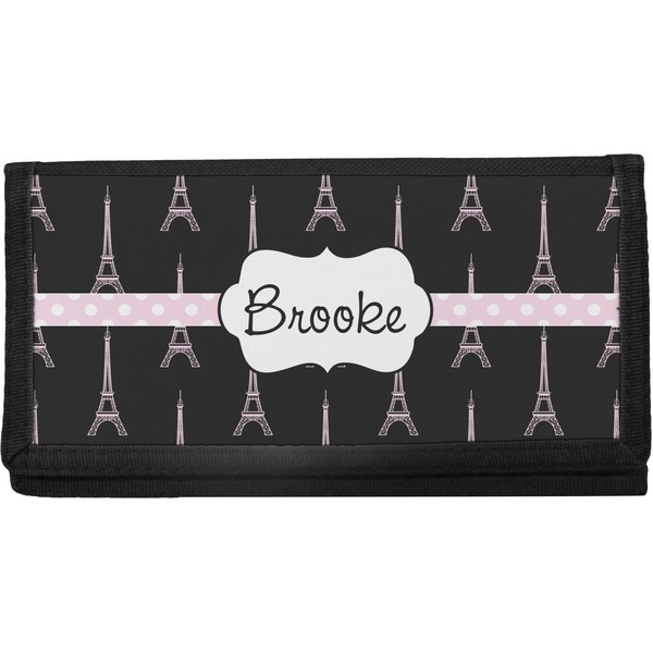 Custom Black Eiffel Tower Canvas Checkbook Cover (Personalized)