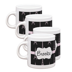 Black Eiffel Tower Single Shot Espresso Cups - Set of 4 (Personalized)