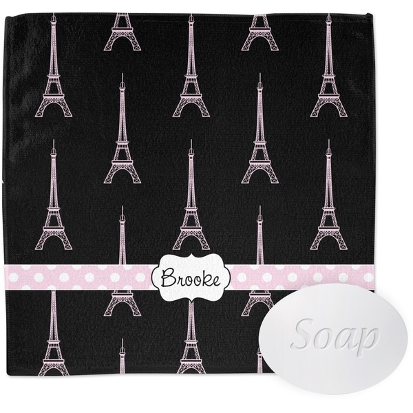 Custom Black Eiffel Tower Washcloth (Personalized)