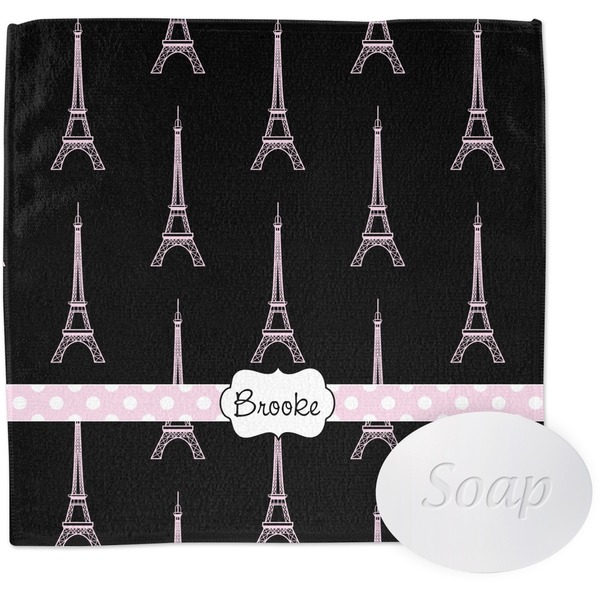 Black Eiffel Tower Wash Cloth with soap
