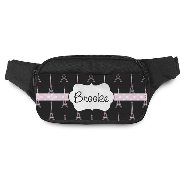Custom Black Eiffel Tower Fanny Pack - Modern Style (Personalized)