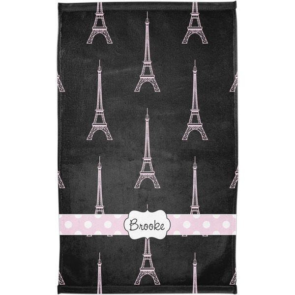 Black Eiffel Tower Finger Tip Towel - Full View