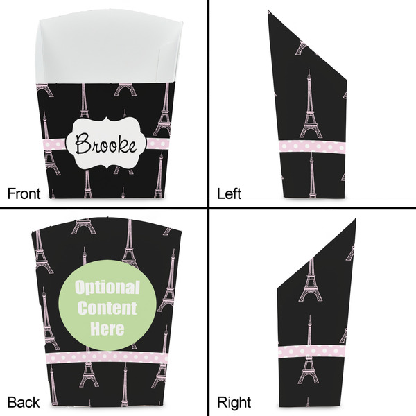 Black Eiffel Tower French Fry Favor Box - Front & Back View