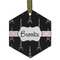 Black Eiffel Tower Flat Glass Ornament - Hexagon w/ Name or Text