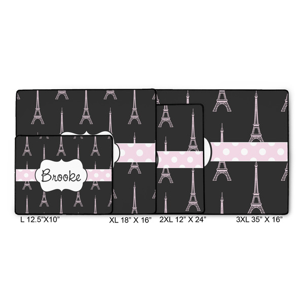 Black Eiffel Tower Gaming Mats - SIZE CHART
