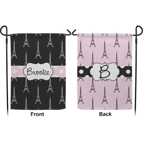 Black Eiffel Tower Garden Flag - Double Sided Front and Back