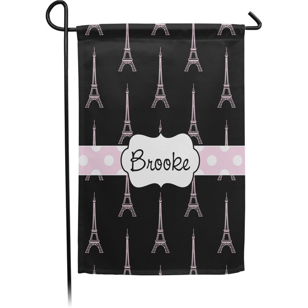 Custom Black Eiffel Tower Small Garden Flag - Single Sided w/ Name or Text