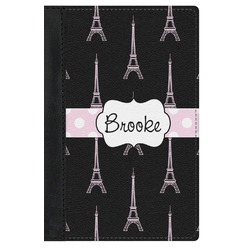 Black Eiffel Tower Genuine Leather Passport Cover (Personalized)
