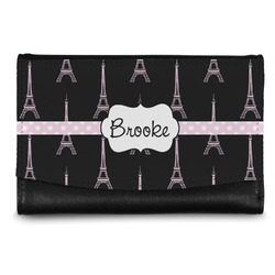 Black Eiffel Tower Genuine Leather Women's Wallet - Small (Personalized)