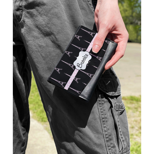 Black Eiffel Tower Genuine Leather Womens Wallet - In Context