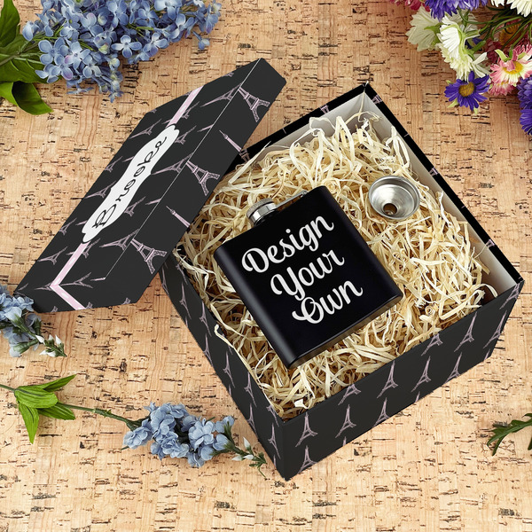 Black Eiffel Tower Gift Boxes with Lid - Canvas Wrapped - Large - In Context